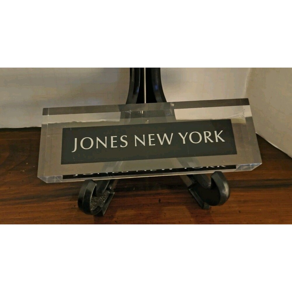 Jones New York Optometrist Glass Plaque Eye Glasses Advertisement